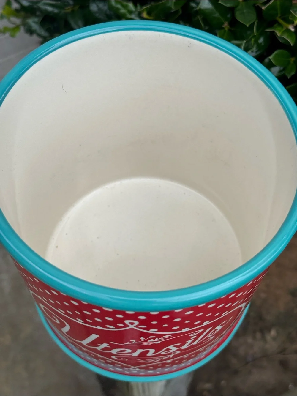 The Pioneer Woman Red and Turquoise Polka Dot Utensils Crock